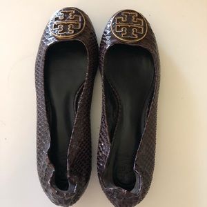 Brown Python Tory Burch Flats sz 8